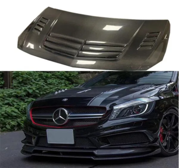 W176 A-Class углеродное волокно передний бампер автомобиля капоты двигателя крышка