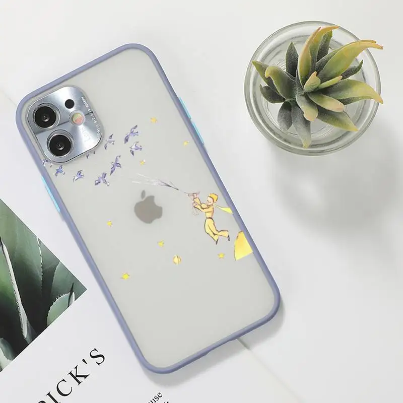 

Little Prince Phone Case For iPhone 12 11 Mini Pro XR XS Max 7 8 Plus X Matte transparent Gray Back Cover