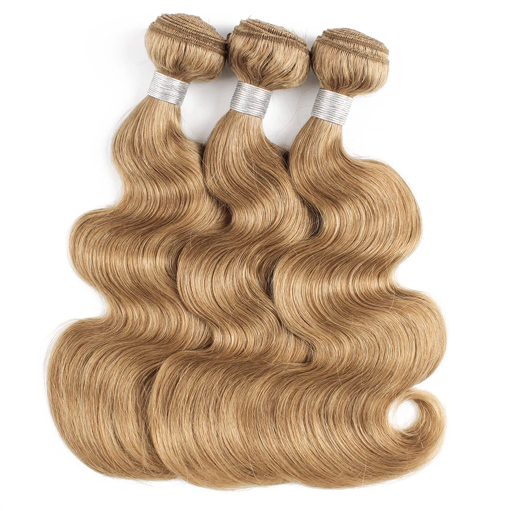 Kisshair color #27 hair bundles honey blonde 16 to 24 inch pre-colored body wave remy Brazilian human hair extension