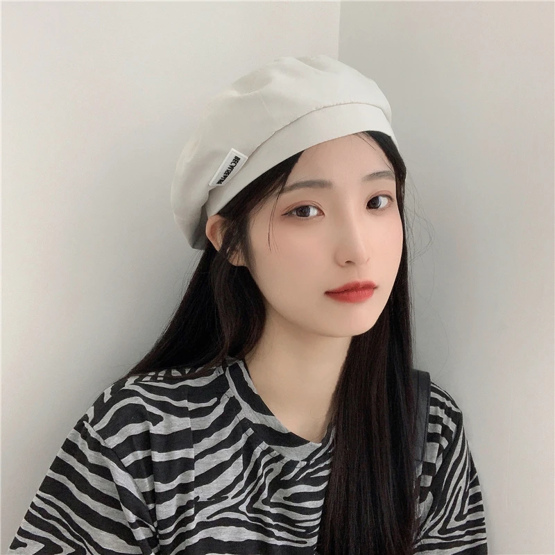 Берет Foux летние женские шапки с тонкими буквенными нашивками Регулируемая