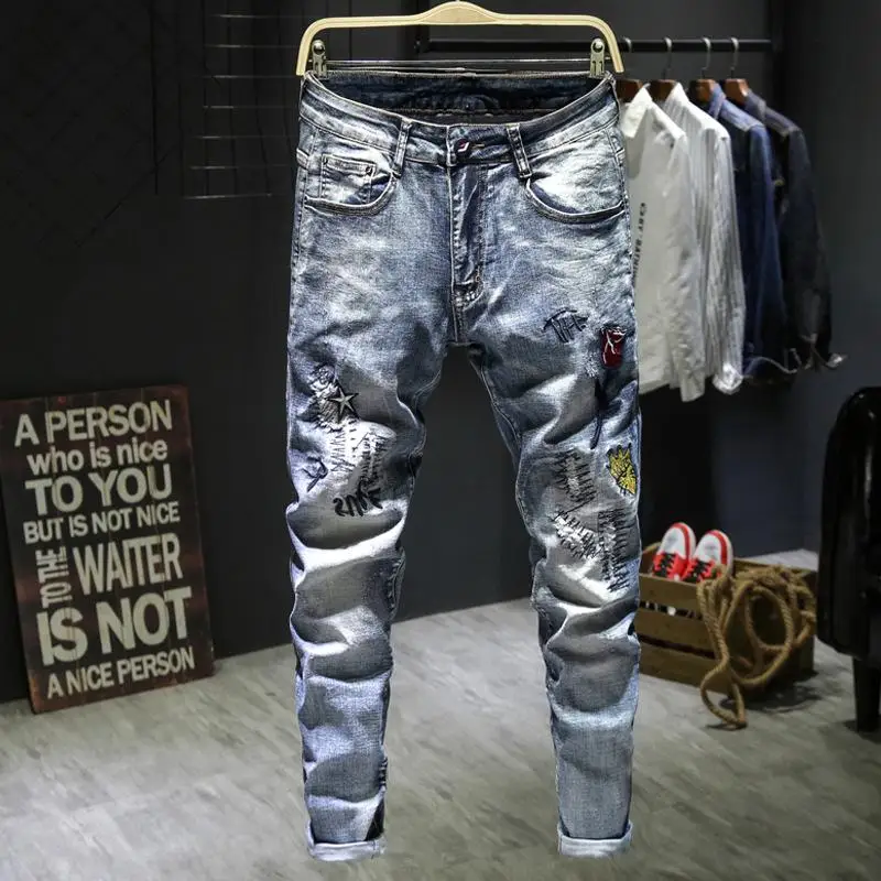 

New Arrivals Men's Fashion Straight Denim Pants Retro Trousers Slim Casual Jeans