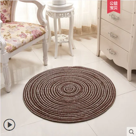 

Hand Woven Thicken Round Rugs Soft Cozy Non-slip Washable Durable Handmade Area Carpet Absorbent Bedroom Carpet Living Room Mat