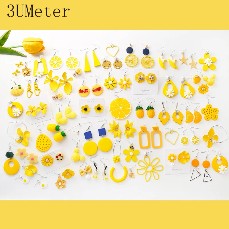 3UMeter 2019 новый желтый серьги милые серии для женщин цветок с подвеской в виде