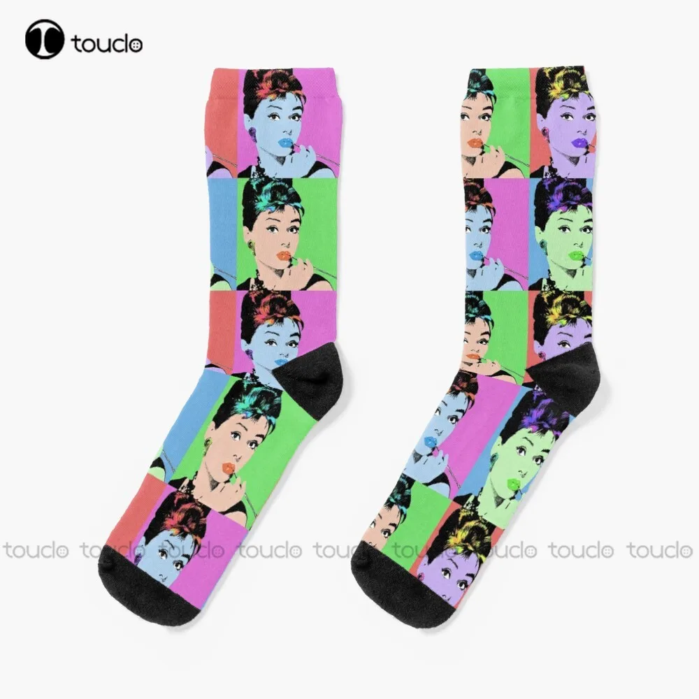 

Audrey Hepburn Pop Collage #2 Socks Long Socks For Women Thanksgiving Christmas New Year Gift Unisex Adult Teen Youth Socks Gift