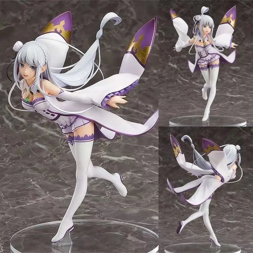 

22cm Life In A Different World From Zero Figure Emilia Action Figure Sexy Cute Beauty Girl Anime Figurine Collectible Model Toy