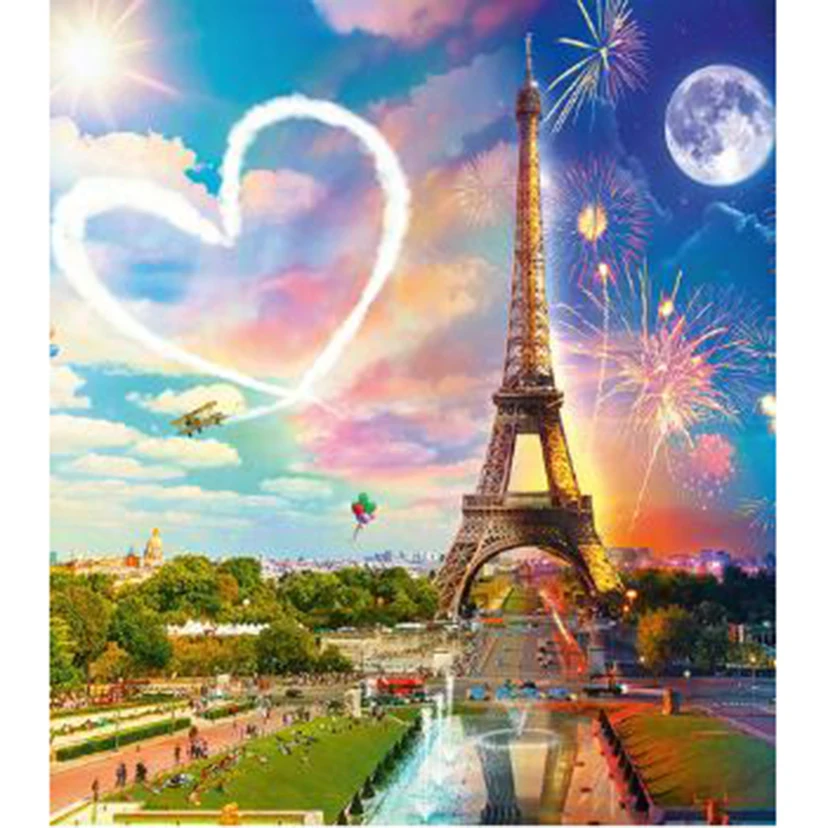 

Diamond Painting 5D DIY Square/Round Diamond Landscape Painting Fireworks Under the Tower Beautiful Scenery Picture Cross WG3238