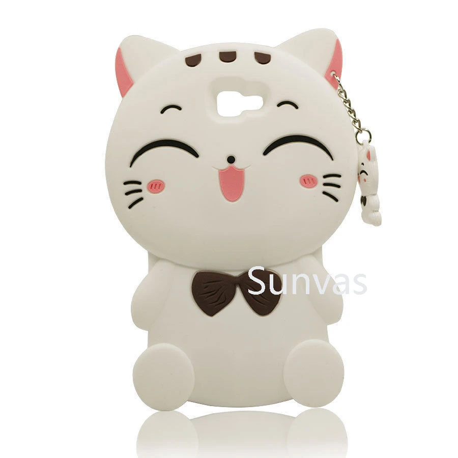 White Lucky Cat Для Samsung Galaxy J1, J5, J7, A5, A7(), 3D мультяшный Мягкий силиконовый чехол, милый единорог, задняя крышка, оболочка, чехол для телефона, чехол - Цвет: White Lucky Cat