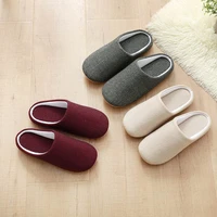 autumn and winter new japanese mens home cotton and linen slipper comfortable non slip thick soles lady soft slipper for lovers