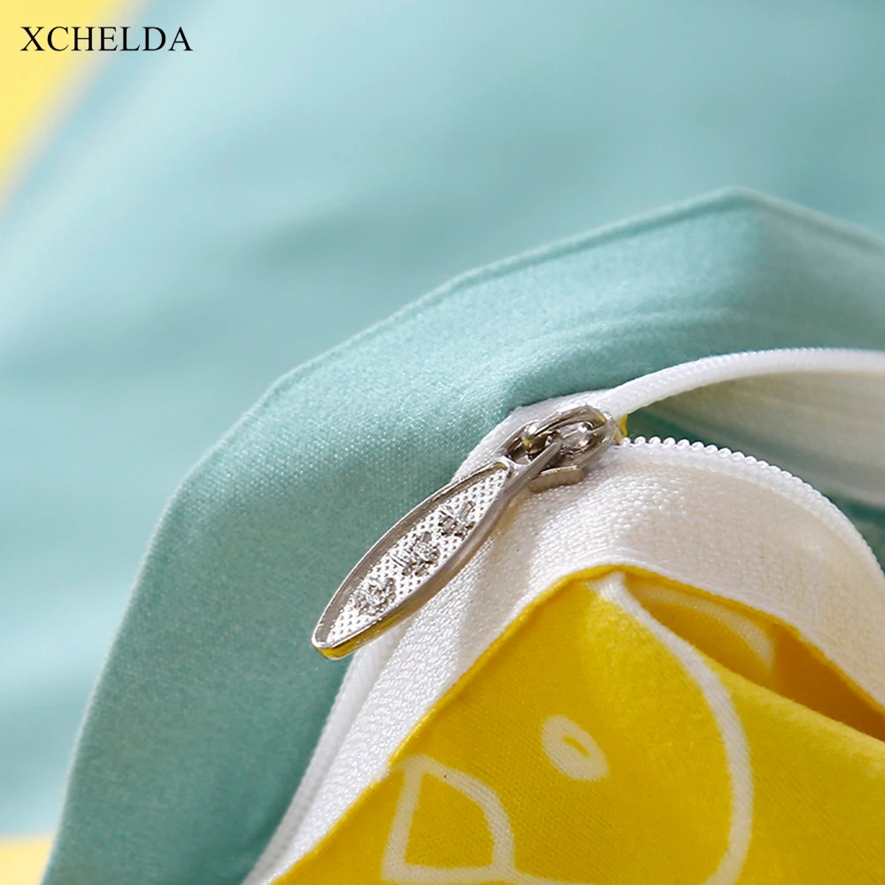 Постельное белье Семья двойной Queen Twin темно-желтого цвета с рисунком ананаса