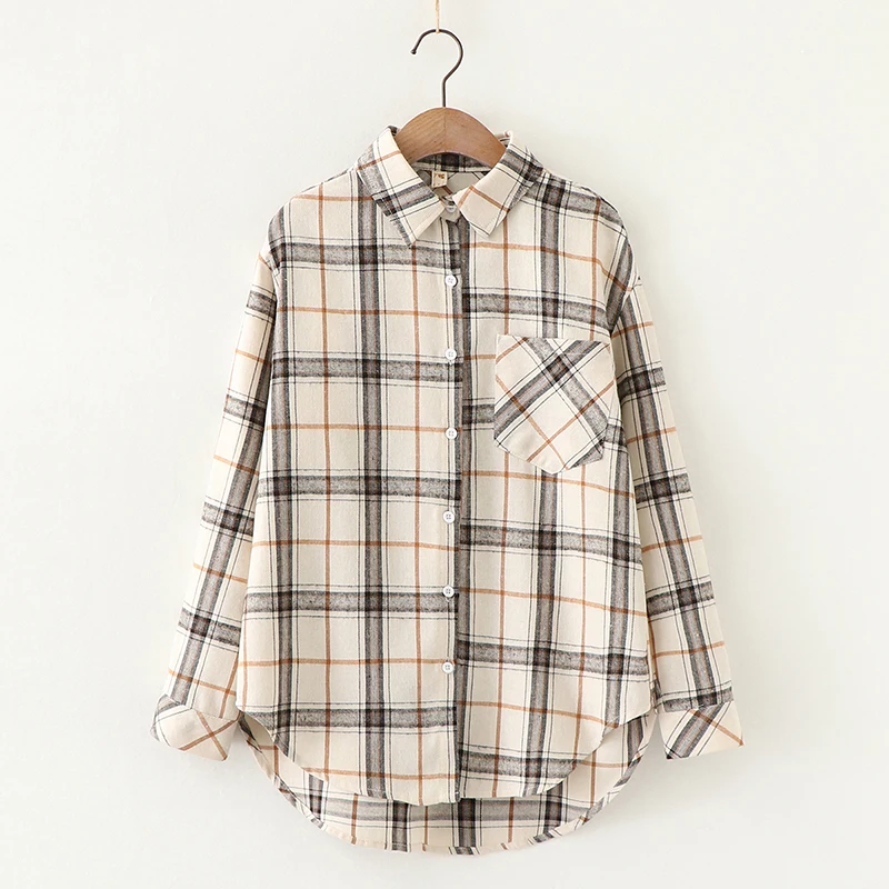 

Plaid Women Loose Shirts 2021 Fashion Ladies Casual Shirt Long Sleeve Boho Blouses Vintage Female Tops Streetwear Girls Chic