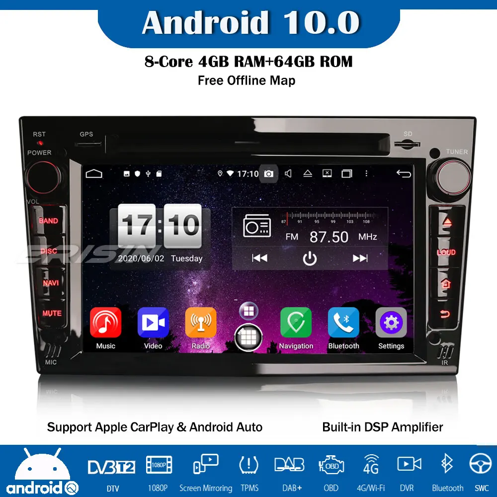 8760 8-ядерный 64 ГБ Android 10 DAB + DSP автомобильный стерео DVD Радио GPS CarPlay OBD для Opel Vauxhall Astra