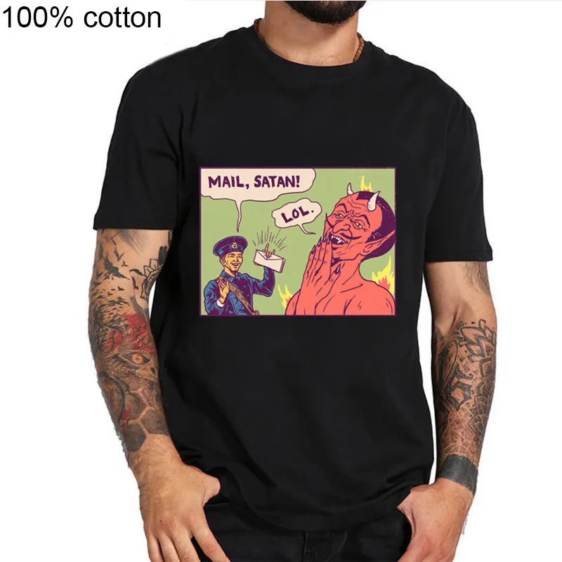 Новая футболка с надписью сатаны повседневная мужская Сатана любит пунса новая