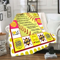 love softball 3d printed plush fleece blanket adult home office washable casual kids sherpa blanket drop shipping 01