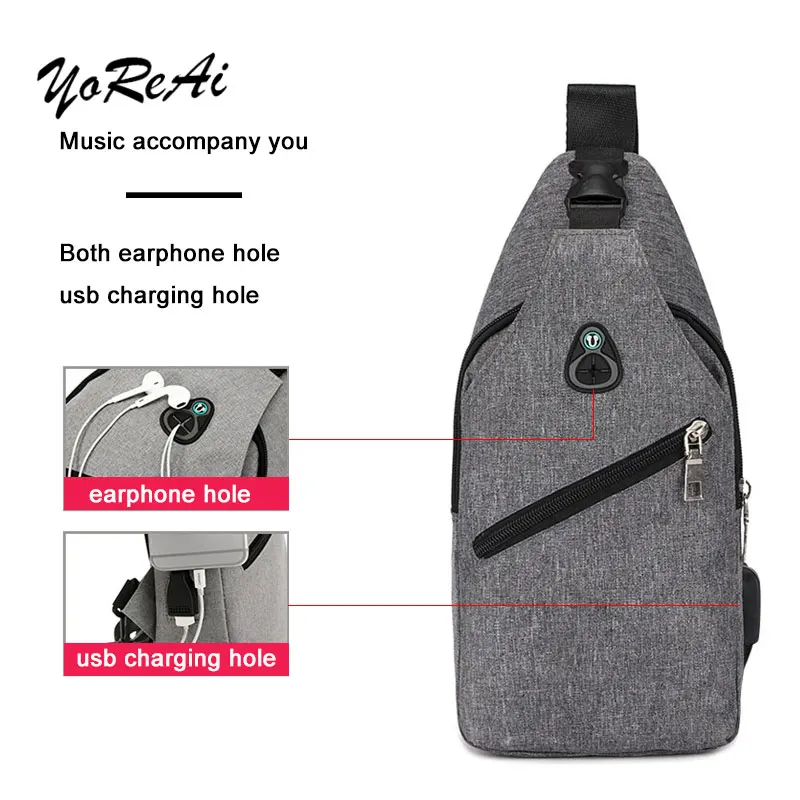 Маленькие Молодежные мужские сумки-слинги с зарядкой вместительные сумки для