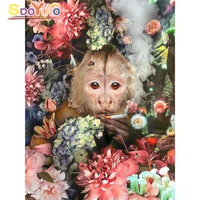 sdoyuno painting by numbers monkey hand painted picture by number figure for adult kit decoration art picture coloring by number