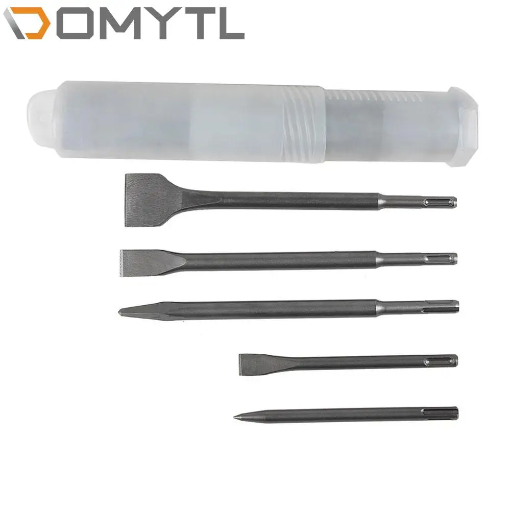 

5pcs Round Body Rotary Pick Hammer Chisel Set 40CR Pointed Flat Chisel Round Shank Concrete Cement Granite Impact Drill Bit