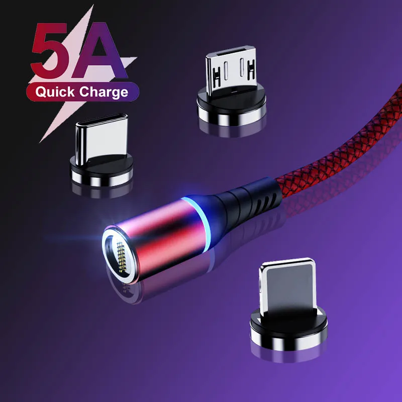 

5A Magnetic Fast Charging USB Type C Cable Universal Phone Micro USB C Data Charge Cord For iPhone 12 Pro Max Xiaomi 11 Huawei