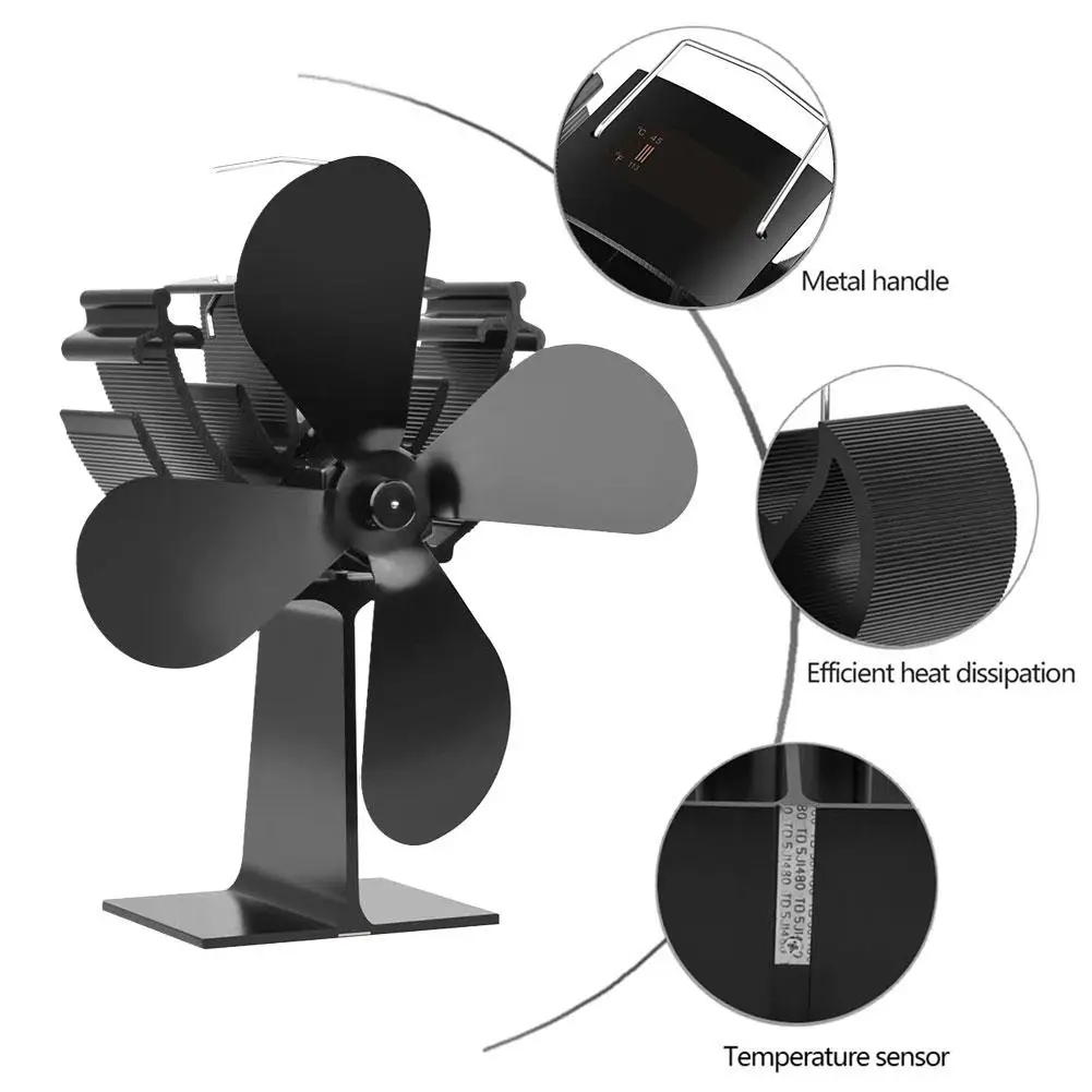 Вентилятор для печи с 4 лезвиями работающий от тепловой энергии Komin Log Wood Burner