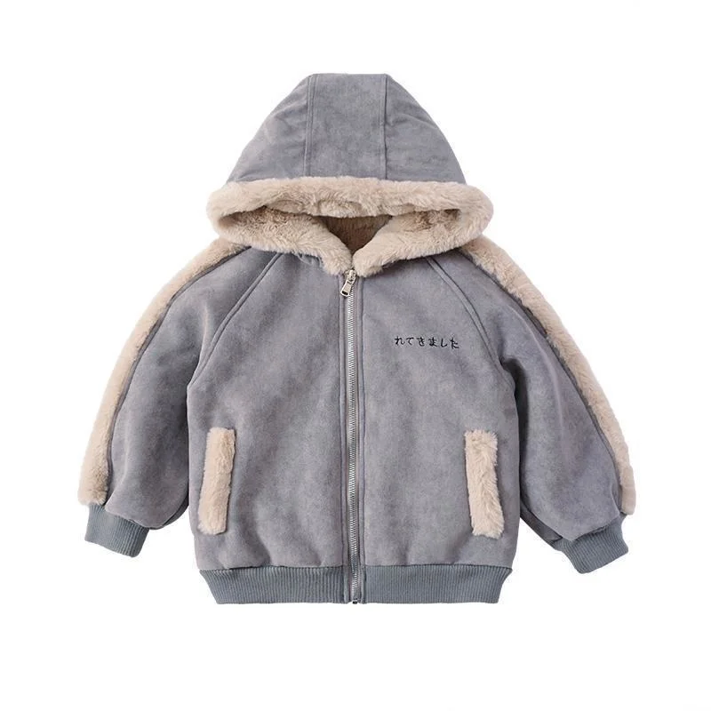 

Boys Lamb Wool Blend Coat Autumn Winter Coats Fur Jackets For Girls Teddy Bear Cute Warm Jacket Children Snowsuit Fashion Child