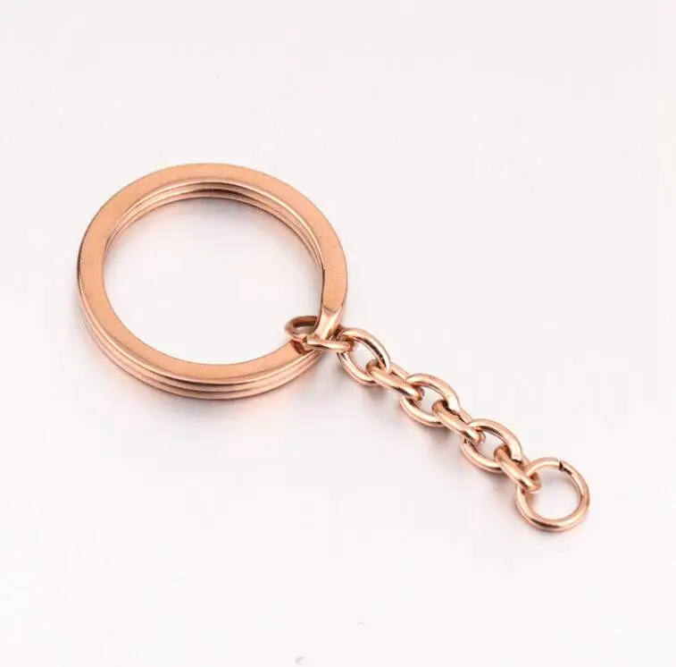 

20Pcs/Lot Mirror Polished Stainless Steel Key Chain Hanging Keyring With Extender Chain For DIY Jewelry Making Keychains