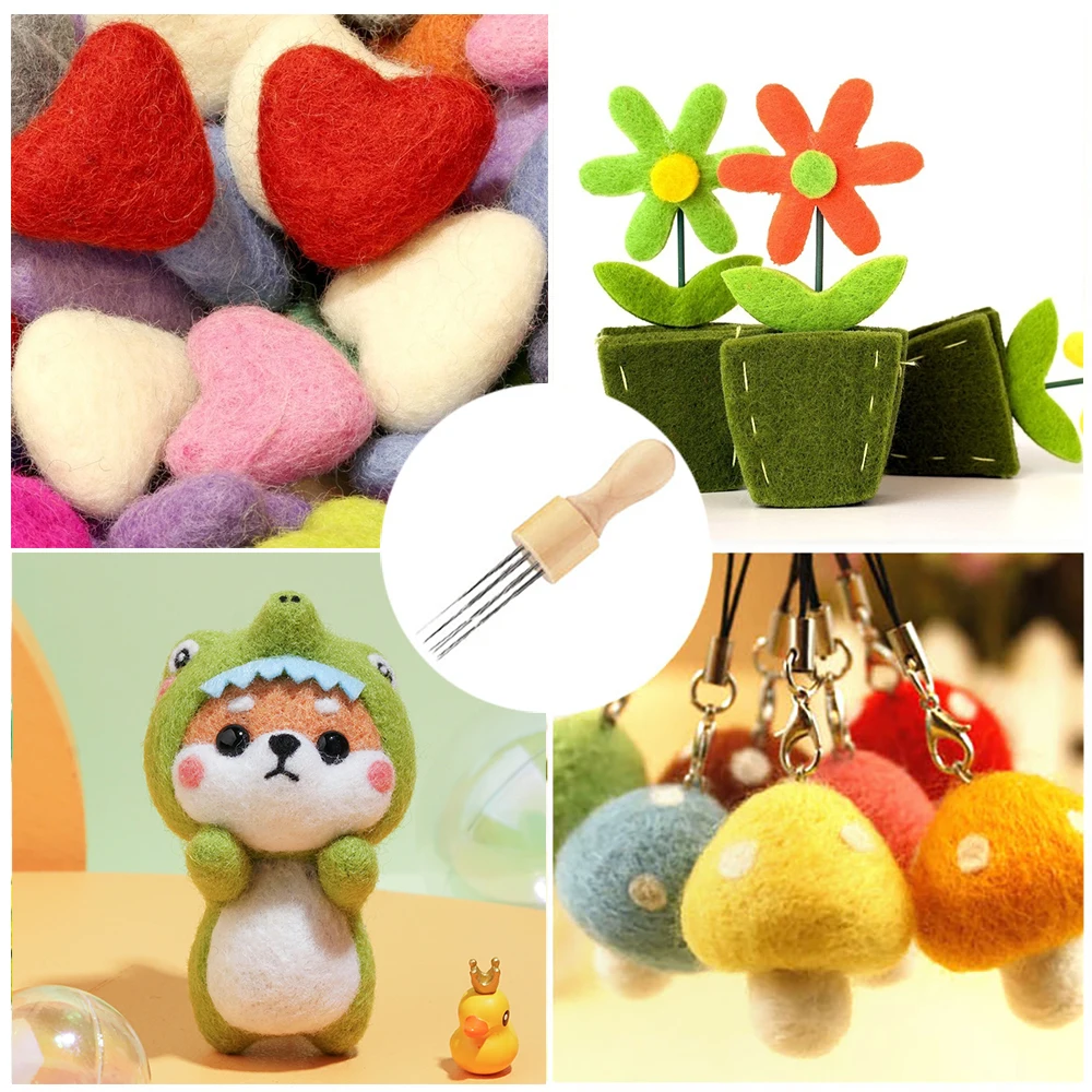 

Felting Needles Eight Needles Wool Felt Stitch Tools Craft Punch Tool Wood Handle Set DIY Craft Felt Tool for kids adults
