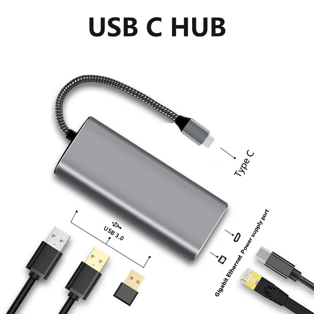 Type c Usb-хаб USB C type c к Gigabit Lan Мульти USB 3,0 RJ45 адаптер для MacBook Pro samsung Galaxy S9 S10 Thunderbolt 3 - Цвет: Type c