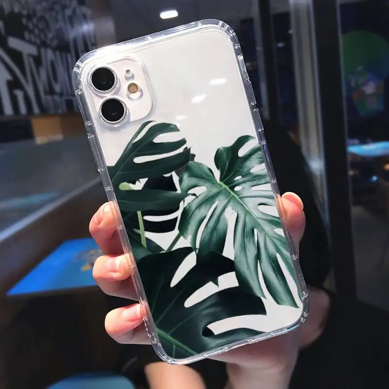 

Vintage Banana Leaves Phone Case Transparent soft For iphone 5 5s 5c se 6 6s 7 8 11 12 plus mini x xs xr pro max