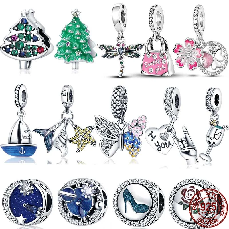 

Горячая Распродажа, серебро 925 пробы, цветок, Бабочка, фотоэлемент, подходит для оригинальных браслетов Pandora, подвеска «сделай сам», ювелирны...