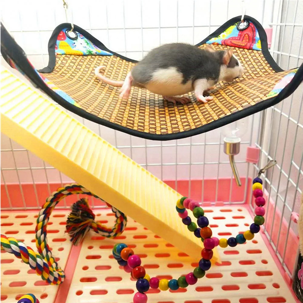 

Summer Pet Square Pad Hammock Squirrel Hamster Swing Hanging Mat Sleeping Playing Small Animal Bed Pets Cooling Mat Supplies