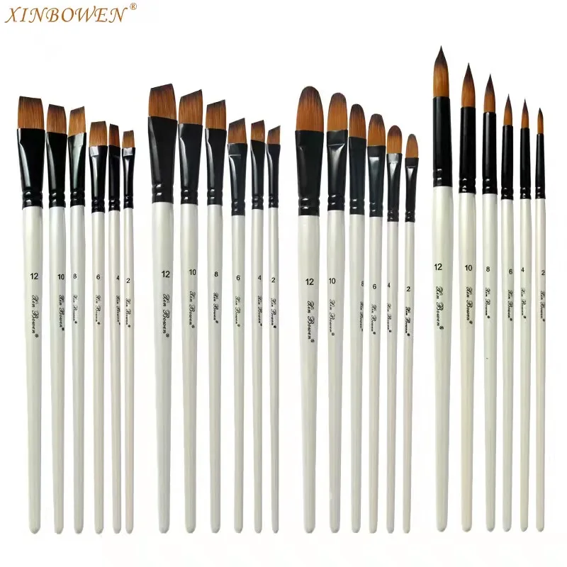 

New gouache brush oil painting brush 6 sets nylon wool wooden pole brush set art multi-purpose art supplies for painting