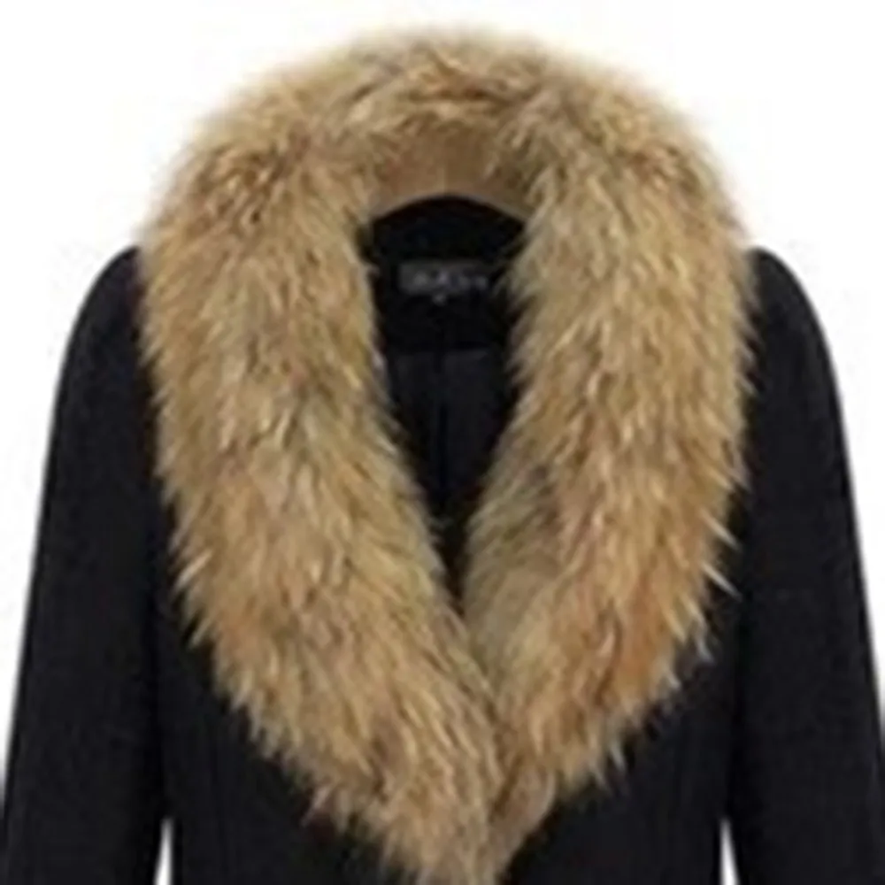 Искусственный меховой воротник шерстяной пальто для женщин плюс размер 5XL зимнее