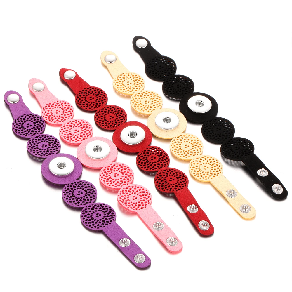 Новый кожаный браслет с кнопками-застежками цветами подходит для металлических