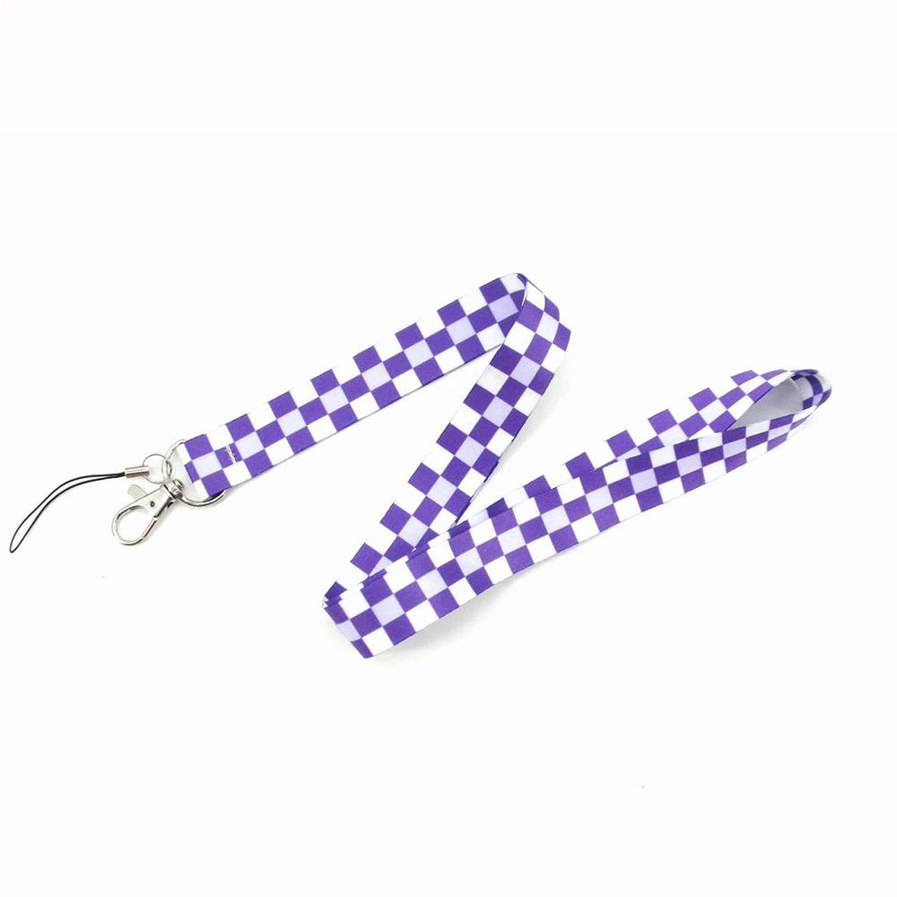 30pcs cute lanyard grid phone strap long neck lanyards for mobile phone accessories charm wrist strap lanyards for key card free global shipping