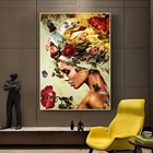 Современный абстрактный цветок бабочка Картина на холсте женщина Плакаты и принт Cuadro стены искусства для Гостиная домашний Декор (без рамки)