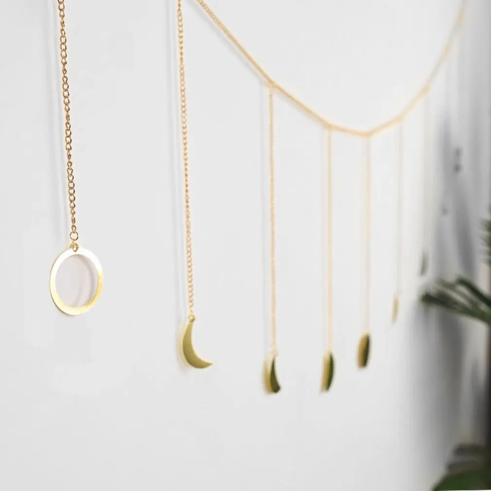 Золотое подвесное украшение в форме Солнца и Луны настенное металлическое для