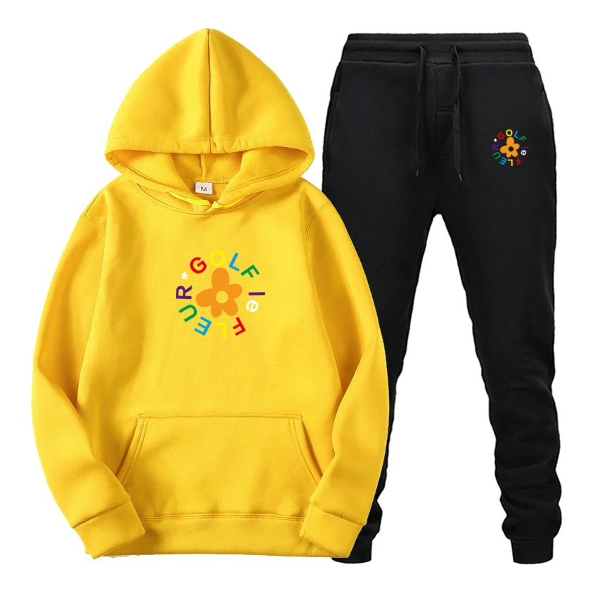 

LEFEUR GOLF Printing Fashion Hooded Sweatshirt Sportswear Men's Track Suit HoodieS Autumn Brand Clothes Hoodie+Pant