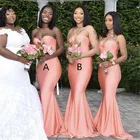 Платье без рукавов для подружки невесты, из эластичного атласа, со шлейфом