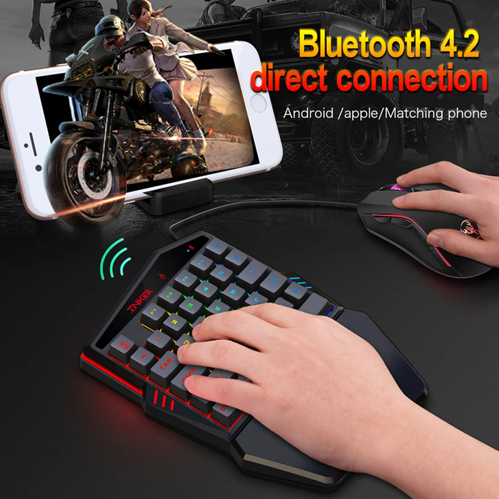 K88 Беспроводная Bluetooth 4 2 игровая клавиатура и оптическая 7D мышь RGB проводной набор