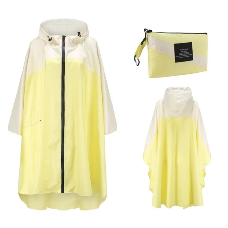 

Splicing Yellow Rain Coat Trench Women Waterproof Backpack Rainwear Hiking Girl's Raincoat Poncho Cloak Lightweight