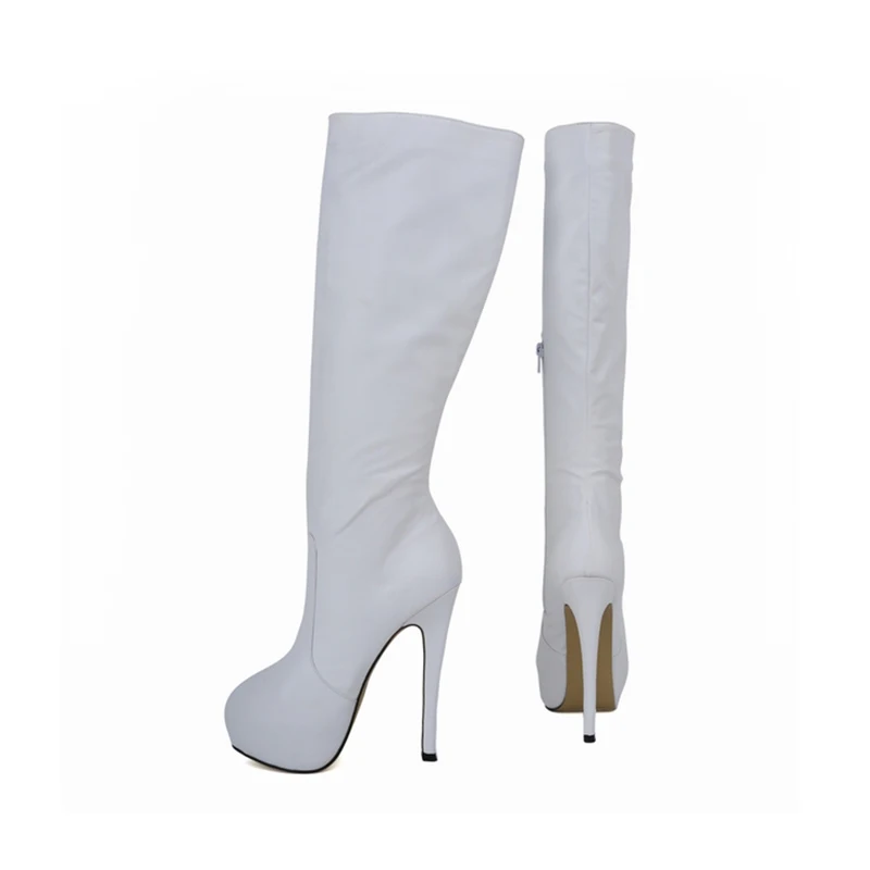 LOSLANDIFEN Дамские осенние и зимние стрейтч сапоги из матовой кожи до середины икры