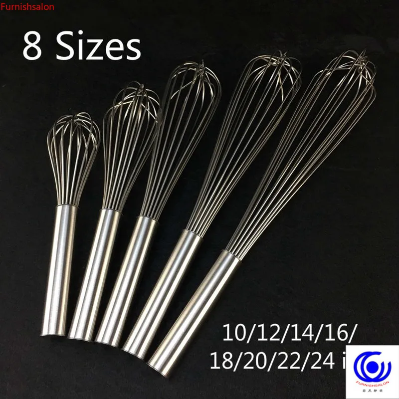 Batidor de huevos de acero inoxidable de mayor tama&ntilde;o, longitud de 10/12/14/16/18/20/22/24 pulgadas, herramienta de cocina manual para hornear, 16 cables-0