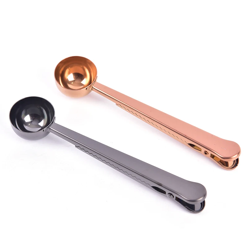 Две в одном кофейная ложка из нержавеющей стали уплотнительный зажим мерная