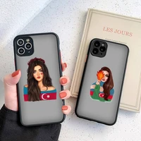 azerbaijan buta flag fashion girl phone case for iphone 12 11 8 7 plus mini x xs xr pro max matte transparent cover