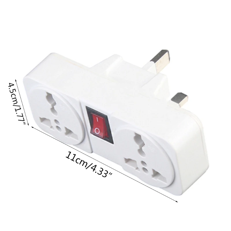 

Universal UK 250V 10A Wall Socket Adapter Portable 2 Way Extension Power Converter Plug Socket with On / Off Switch