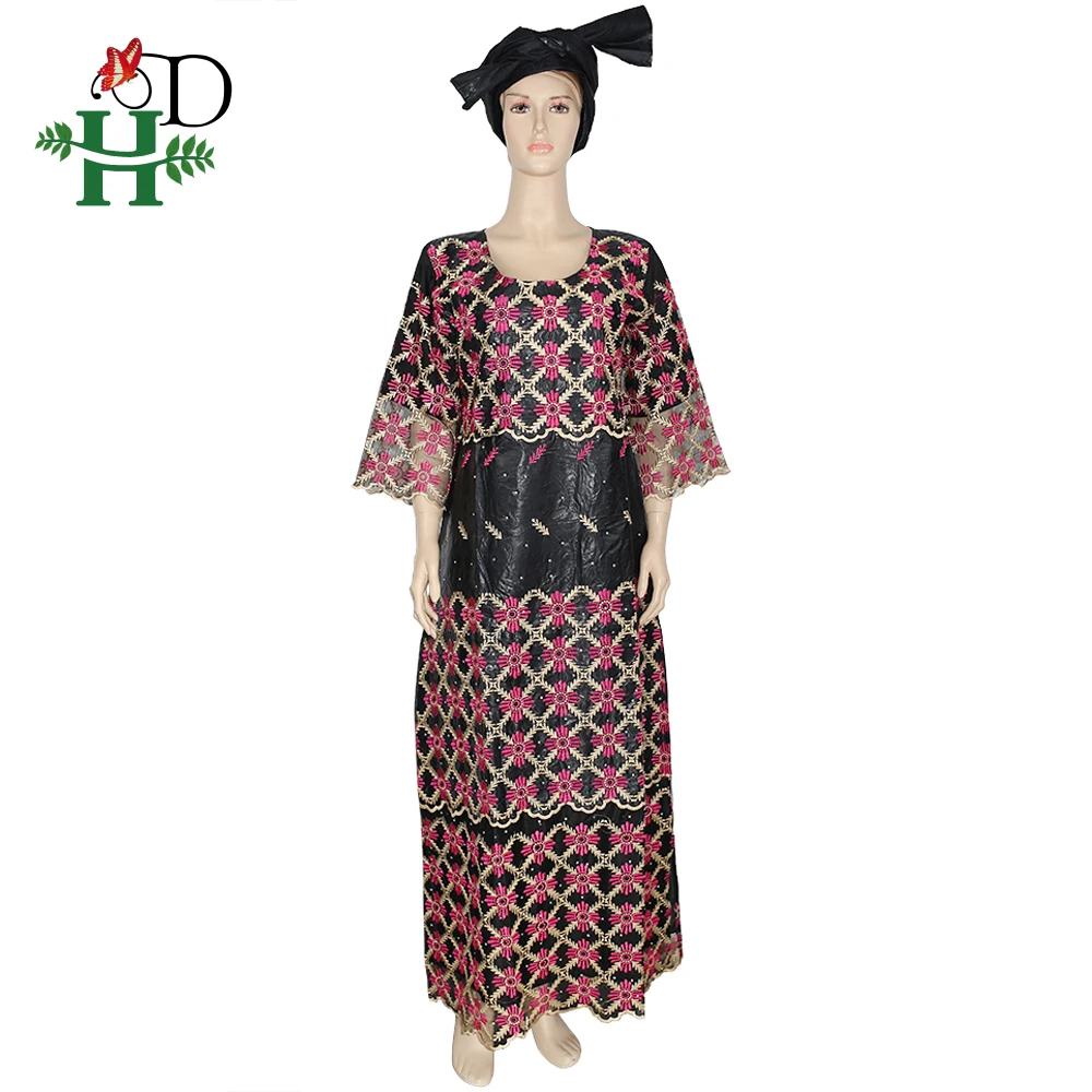H & D Дашики африканские женские платья Базен riche вышитые Макси платье нигерийский
