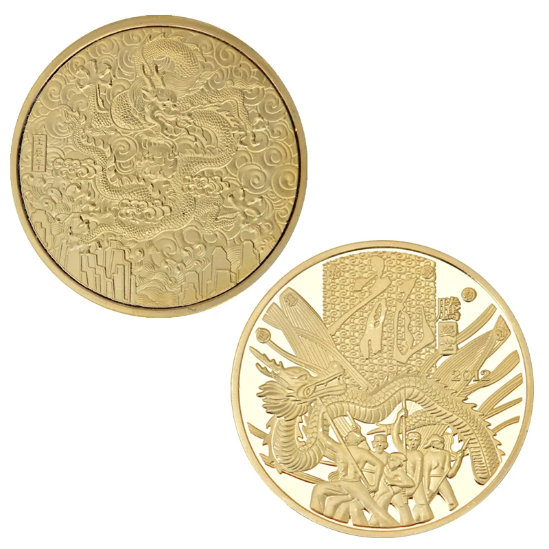 WR 1 oz 999 Ag Дракон металлические монеты 1 доллар Монетка 8-гранная витая Елизаветы II металлическая памятная монета для коллекции - Цвет: gold coin