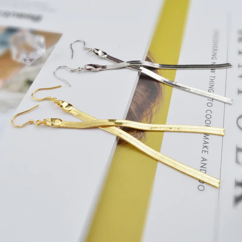 Женские серьги с подвесками в виде змеиной кости длинные капельки Корейском