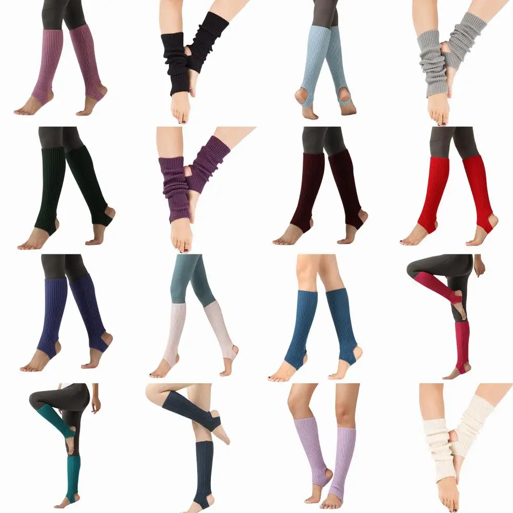 

Women Girl Knitted Warm Knee High Stirrup Yoga Sport Dance Leg Warmers Socks