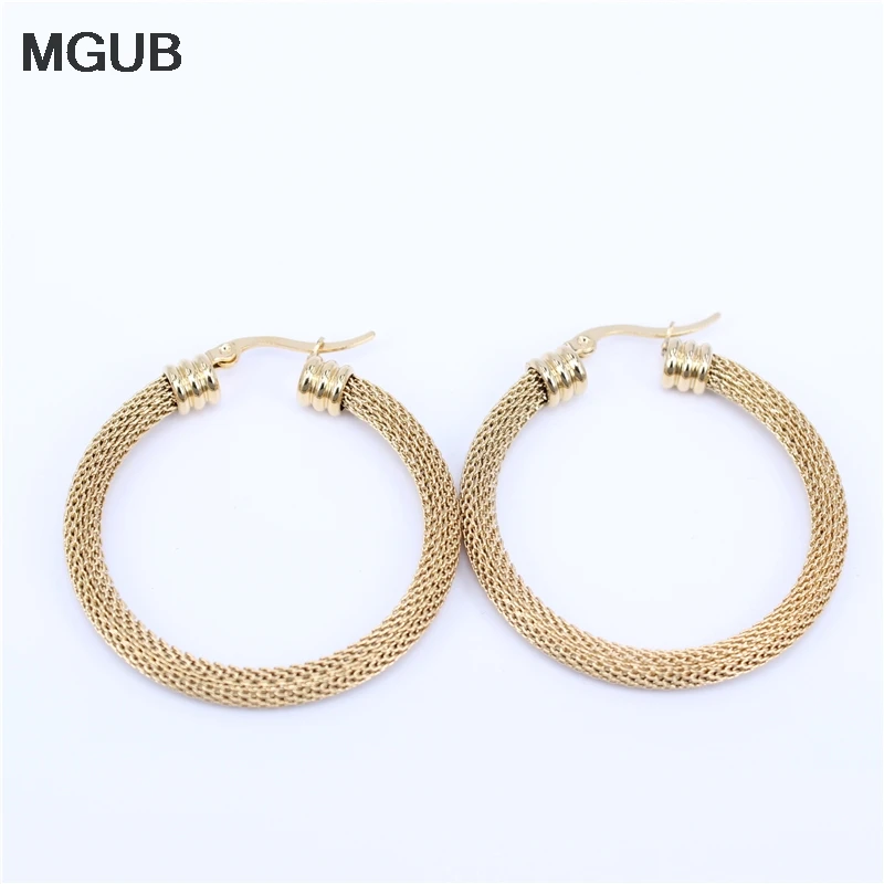 Женские круглые серьги кольца MGUB из нержавеющей стали 32 52 мм|fashion hoop earrings|hoop