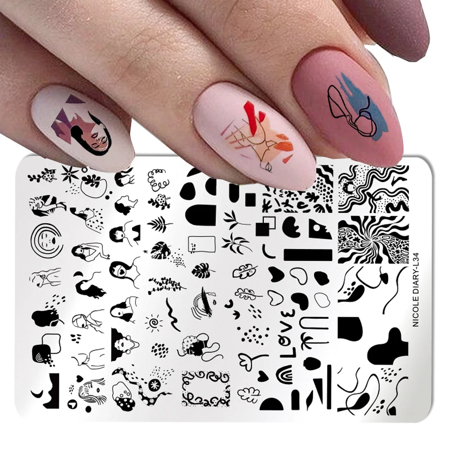 Трафарет NICOLE DIARY из нержавеющей стали для ногтей шаблон с кружевом и изображением